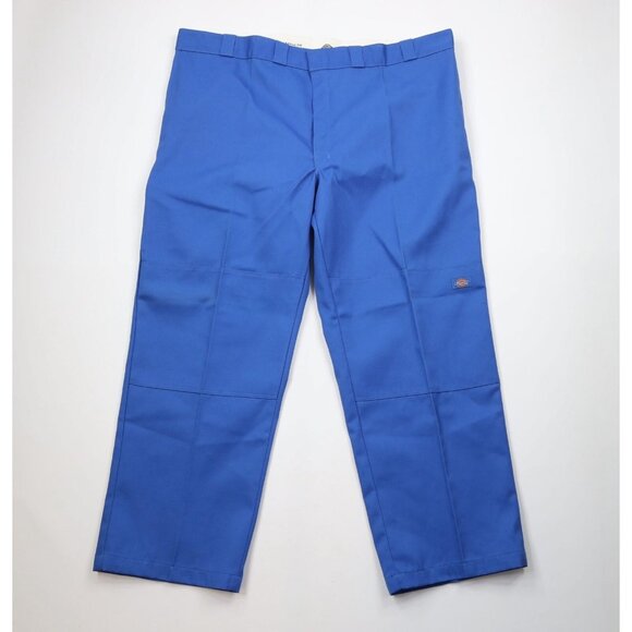 Deadstock Vintage Dickies Mens 50x32 Loose Fit Double Knee Wide Leg Pants Blue